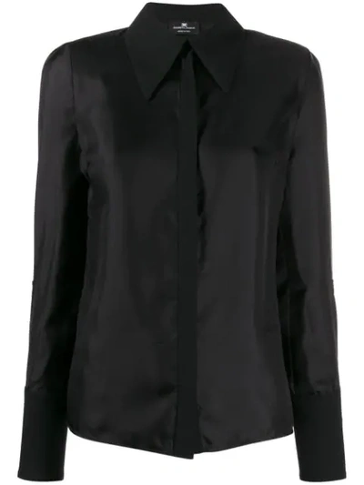 Shop Elisabetta Franchi Pointed Collar Shirt In Black