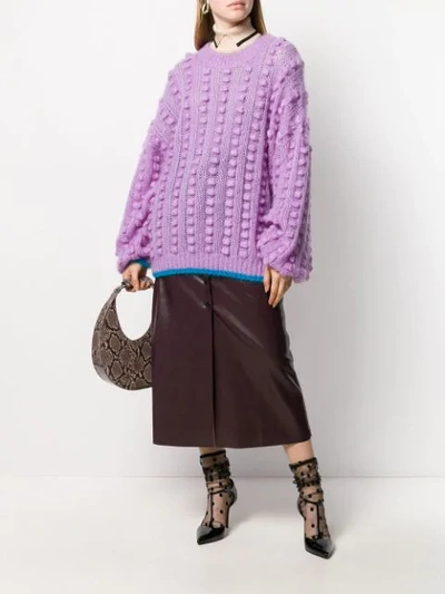 Shop Marco De Vincenzo Pompom Knitted Jumper In Purple