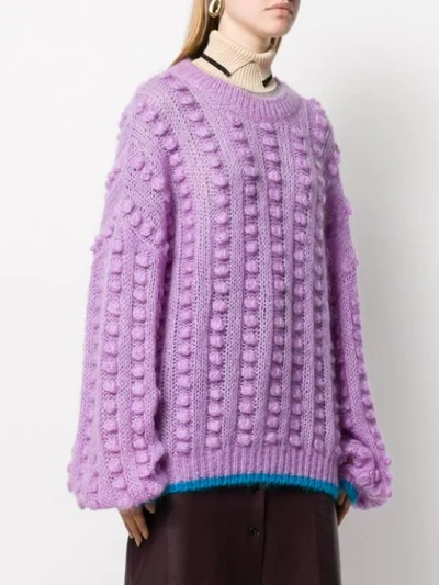 Shop Marco De Vincenzo Pompom Knitted Jumper In Purple