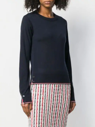 Shop Thom Browne Rwb Tipping Stripe Cashmere Jumper In Blue