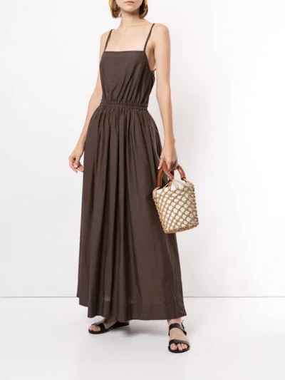 Shop Matteau Gathered Long Dress In Brown