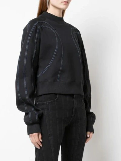 Shop Mugler Stitched Sculpted Sweatshirt In Black