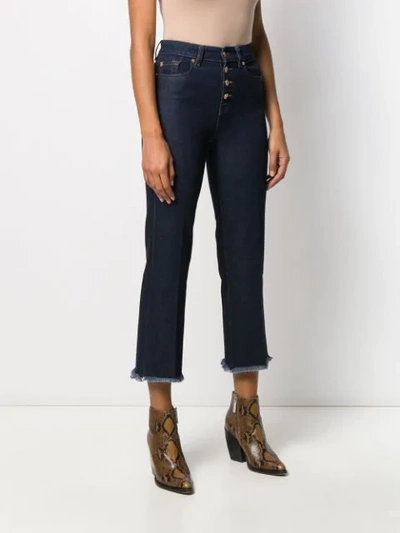 Shop 7 For All Mankind Fringed Highwaisted Jeans In Blue