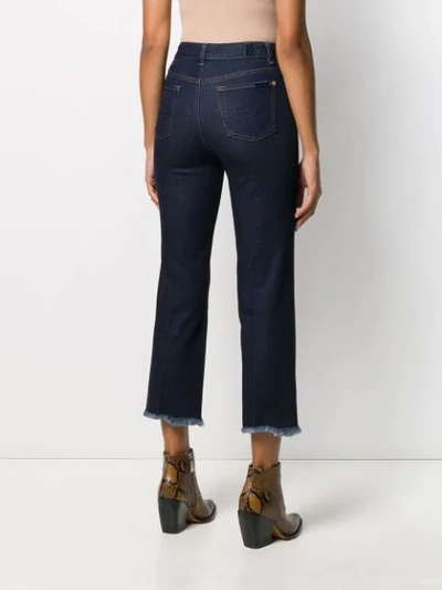 Shop 7 For All Mankind Fringed Highwaisted Jeans In Blue