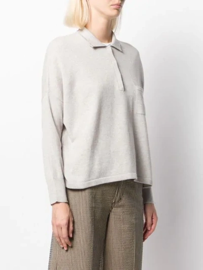 Shop Fabiana Filippi Knitted Polo Neck Top In Neutrals