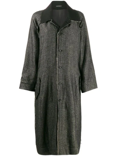 Shop Yohji Yamamoto Distressed-detail Oversized Coat In Black