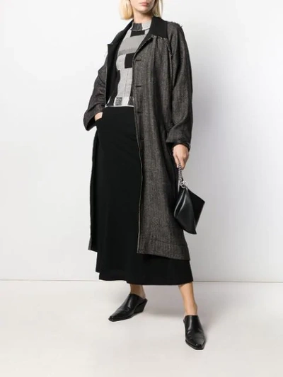 Shop Yohji Yamamoto Distressed-detail Oversized Coat In Black