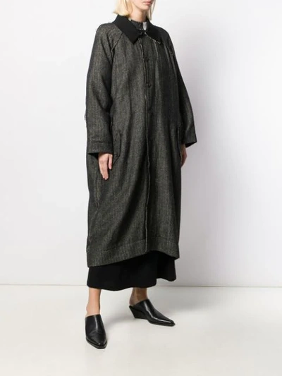 Shop Yohji Yamamoto Distressed-detail Oversized Coat In Black
