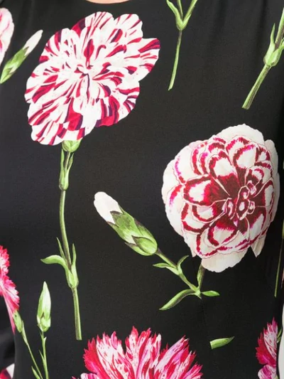 Shop Dolce & Gabbana Carnation Print Midi Dress In Black