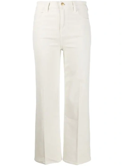 Shop J Brand High Waisted Cropped Corduroy Trousers In Neutrals