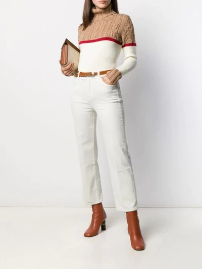 Shop J Brand High Waisted Cropped Corduroy Trousers In Neutrals
