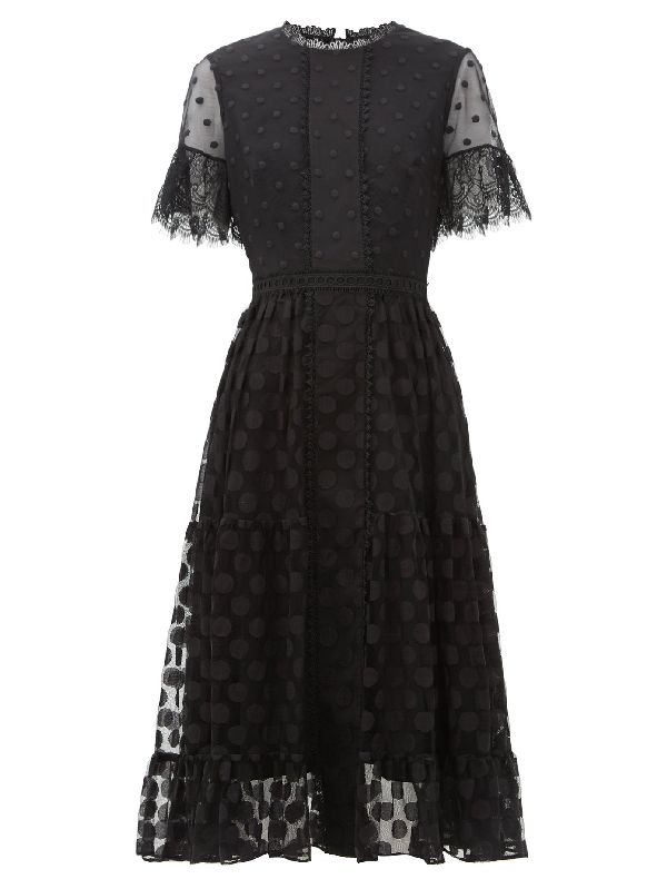 black lace polka dot dress