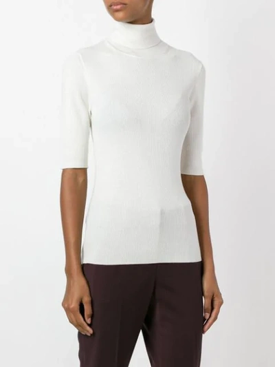 Shop Theory Roll Neck Knitted Top In White