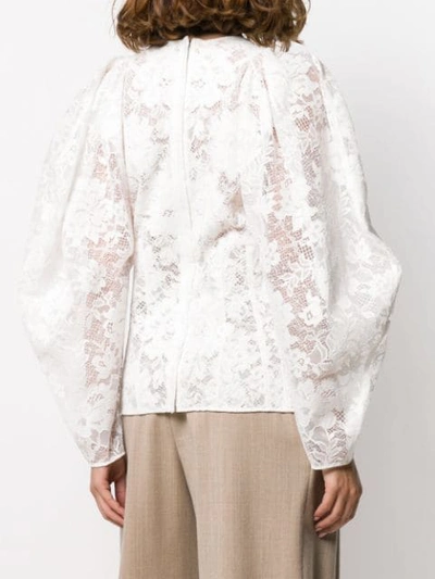 Shop Givenchy Balloon Sleeve Lace Blouse In White