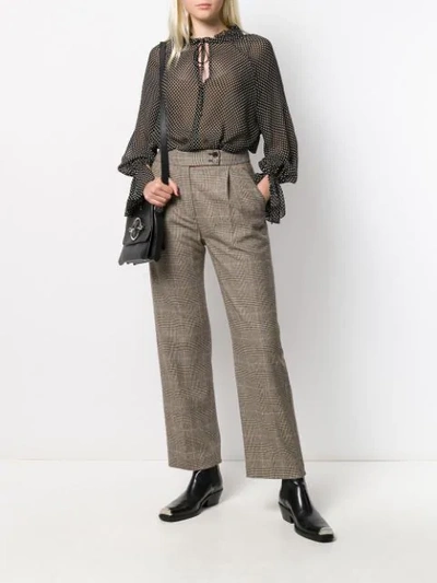 Shop Nili Lotan Charlotte Houndstooth Straight-leg Trousers In Brown