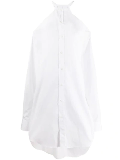 Shop Maison Margiela Cold Shoulder Oversized Shirt In White