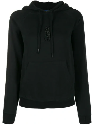 Shop Polo Ralph Lauren Beaded Logo Hoodie In Black