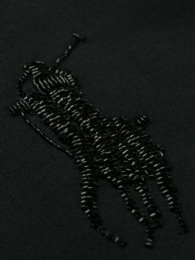 Shop Polo Ralph Lauren Beaded Logo Hoodie In Black