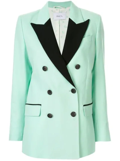 Shop Racil Cambridge Contrast Lapel Blazer In Green