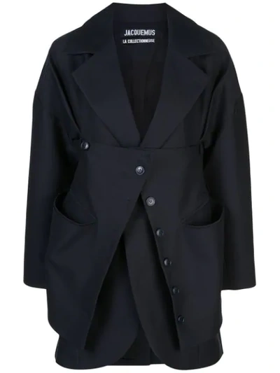 Shop Jacquemus Layered Buttoned Blazer In Kaki