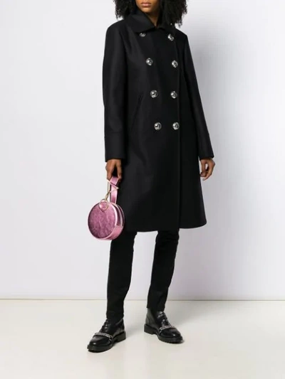 Shop Love Moschino Double-breasted Coat In Black