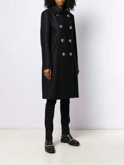 Shop Love Moschino Double-breasted Coat In Black