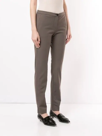 Shop Anteprima Thermal Slim Fit Trousers In Brown