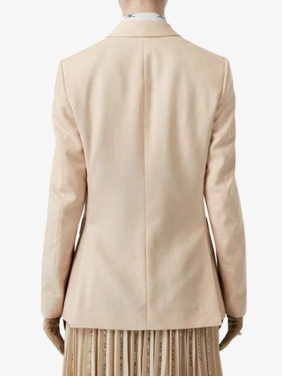 Shop Burberry Waistcoat Detail Mohair Silk Blend Blazer In Neutrals