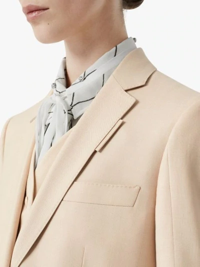 Shop Burberry Waistcoat Detail Mohair Silk Blend Blazer In Neutrals