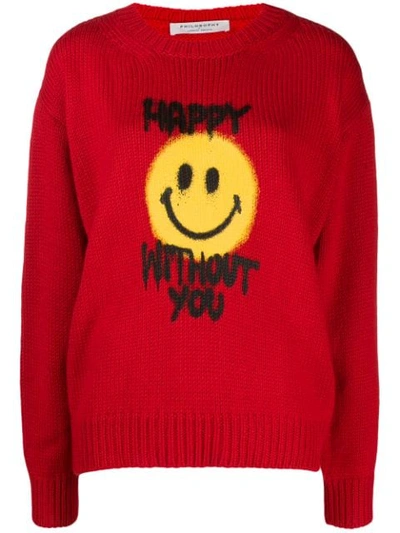 Shop Philosophy Di Lorenzo Serafini Slogan Print Sweater In Red