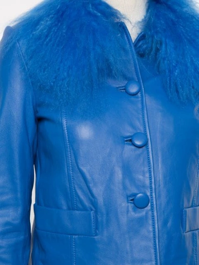 Shop Saks Potts Leather Jacket With Trim In Strong Blue
