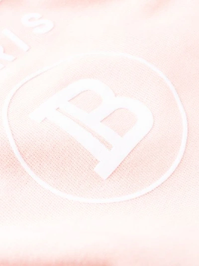 Shop Balmain Logo Print Hoodie In Pink