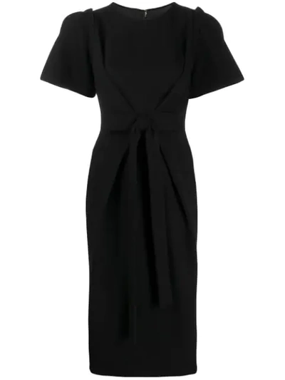 Shop Dolce & Gabbana Bow Detail Midi Dress In Black