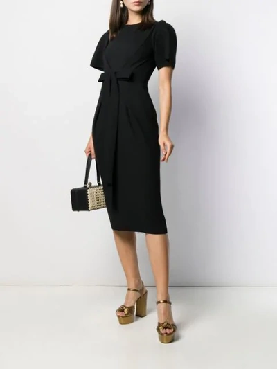 Shop Dolce & Gabbana Bow Detail Midi Dress In Black