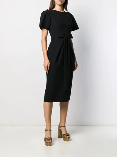 Shop Dolce & Gabbana Bow Detail Midi Dress In Black