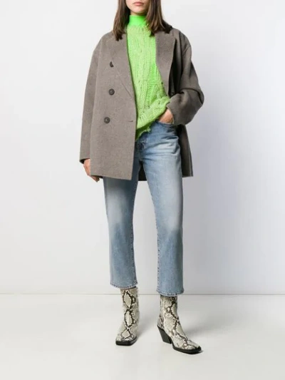 Shop Acne Studios Doppelreihiger Kurzmantel In Grey