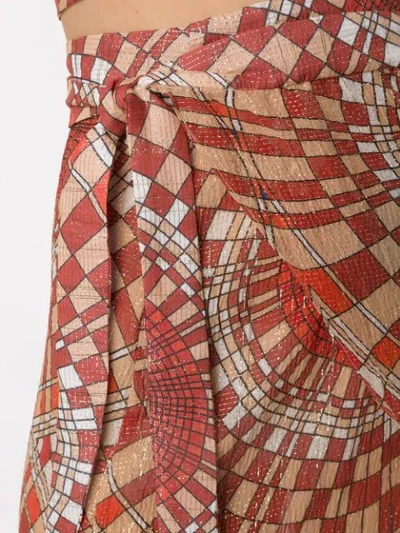 Shop Amir Slama Printed Silk Wrap Skirt In Red