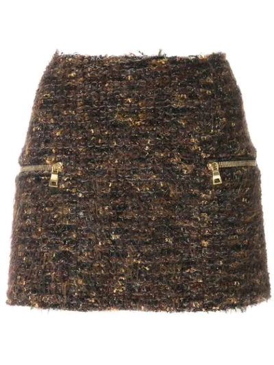 Shop Balmain Tweed Mini Skirt In Multicolour