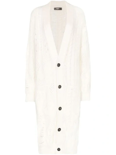 Shop Amiri Long-line Cardigan In White