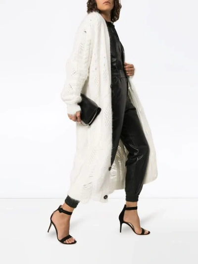 Shop Amiri Long-line Cardigan In White