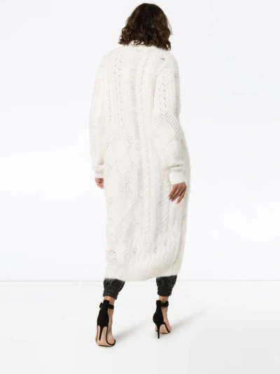 Shop Amiri Long-line Cardigan In White