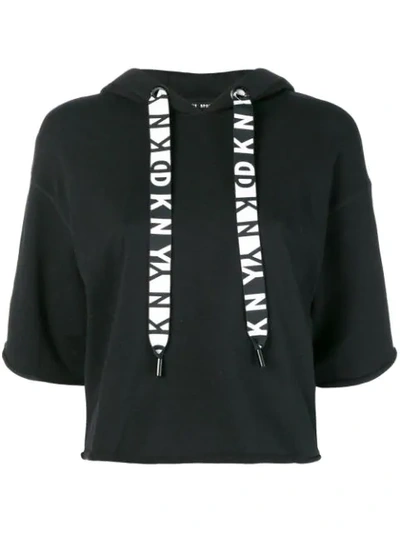 Shop Dkny Short-sleeve Hoodie In Black