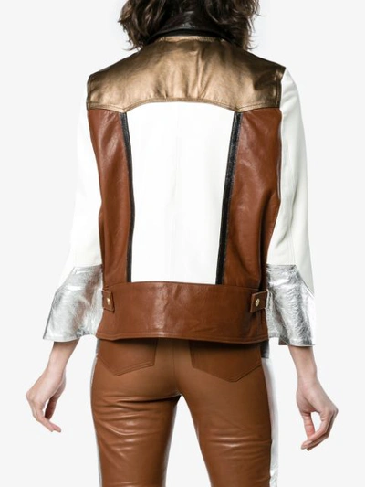 Shop Skiim Chest Pocket Cropped Leather Jacket In Brown