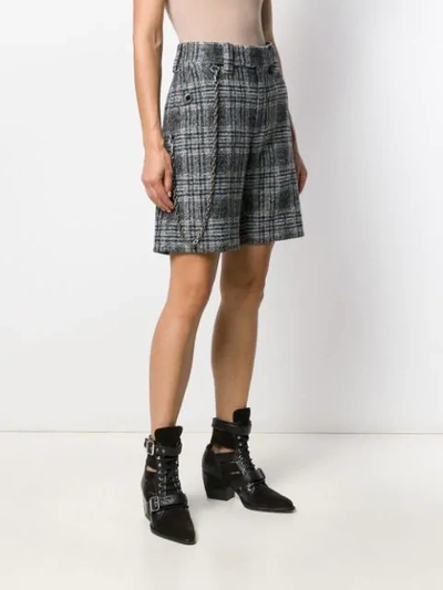 Shop Coach Plaid Tailored Shorts In Grey
