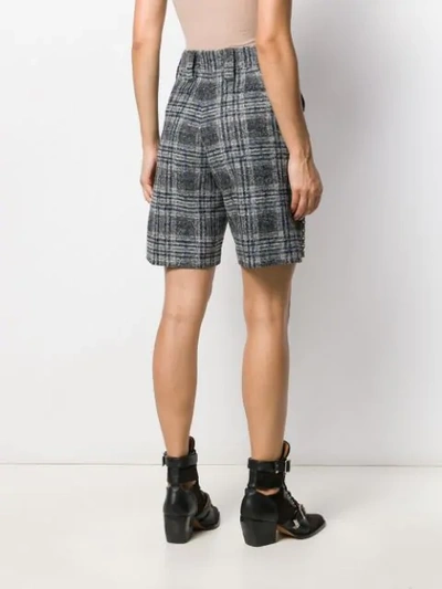Shop Coach Plaid Tailored Shorts In Grey