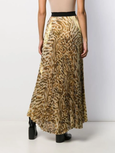 Shop Blumarine Printed Pleated Long Skirt In Neutrals