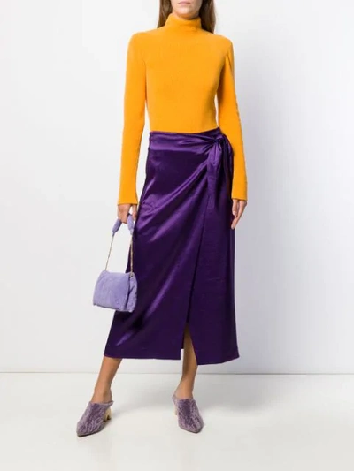 Shop Nanushka Amas Satin Wrap Skirt In Purple