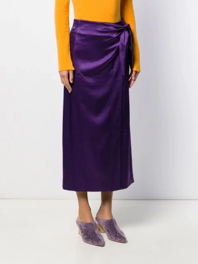 Shop Nanushka Amas Satin Wrap Skirt In Purple