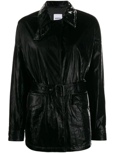 Shop Aspesi 78 Giri Belted Coat In Black