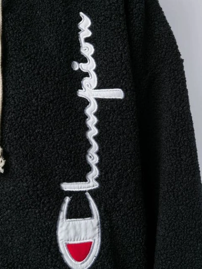 Shop Champion Textured Zip-up Hoodie In Black